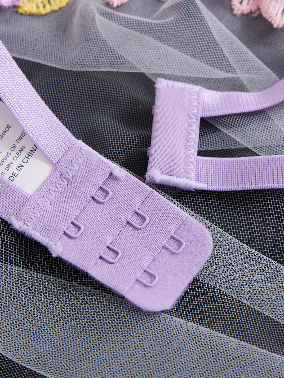 Pastel Purple Floral Embroidered Bra & Thong Set