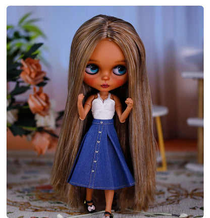 ICY DBS Bryce 1/6 Hand-Painted Doll Set Doll with Black skin, Long Lashes, and Sunspots SD Version