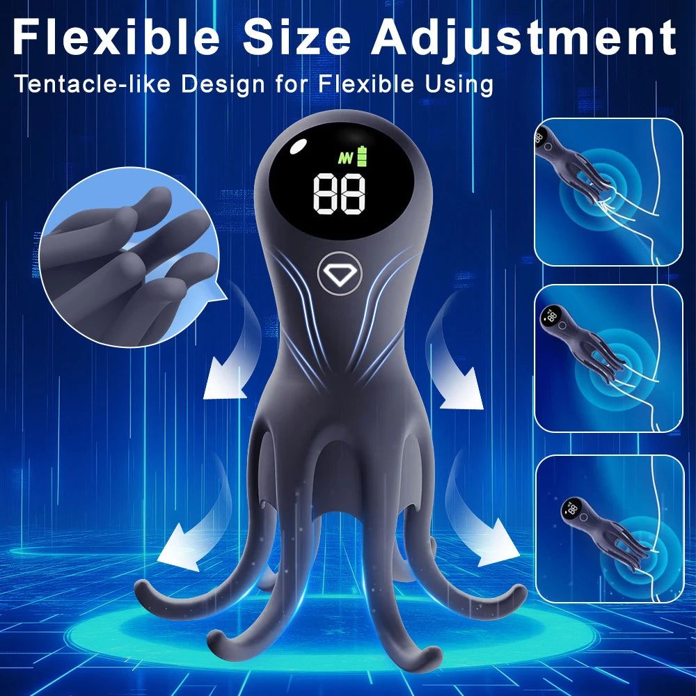 Electric Shock Male Vibrator Penis Glans Stimulator Strong Vibration Led Display Delay Training Exerciser Extender for Male Mas