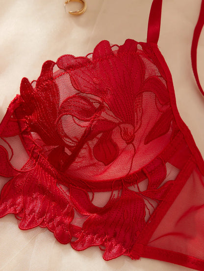 Women's Floral Lace Bra & Brief Set