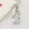 Y2K Bow Star Wing Couple Keychain Cute Blue Bowknot Heart Pendant Key Chain Purple Butterfly Beaded  Phone Charm Bag Keyring