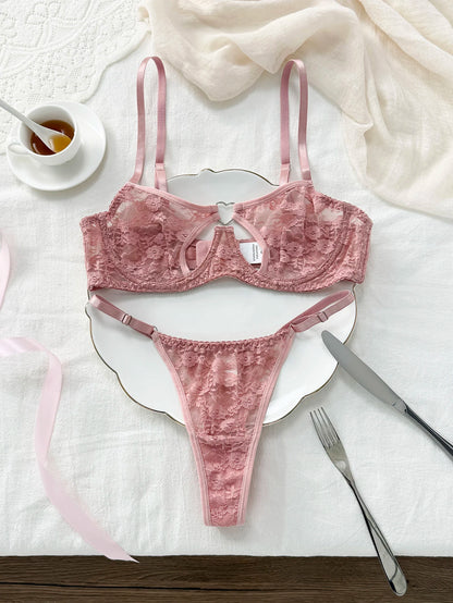 Women's Heart Buckle Bra & Panty Set