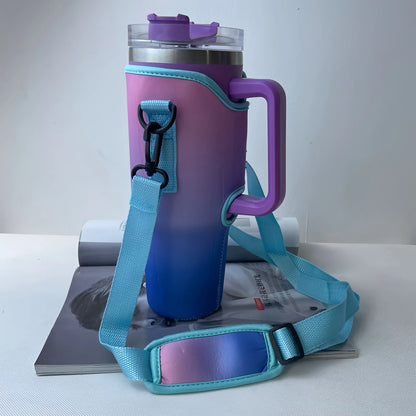 Large 40oz Insulated Leak Proof Water Bottle Carrier Bag Pouch Cover Holder Adjustable Strap for Thermos Outdoor Hiking Gym