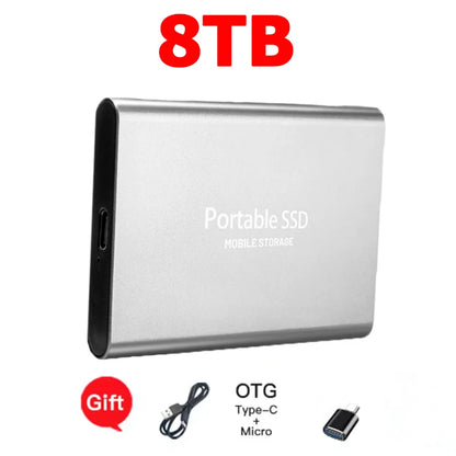 High-speed SSD 1TB Portable External Hard Drive 2TB Solid State Drive 4TB Mass Hard Disk for Laptop Mac PC and Mobile Phone Data