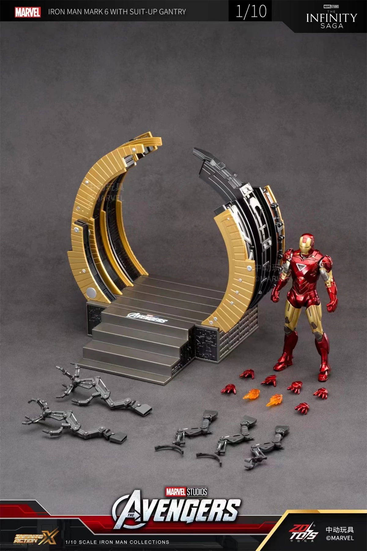 ZD Toys Avengers Iron Man Action Figure MK6 Suit-up Gantry Suit Up Gantry With MK4 Tony Stark Legends Collection Toy Gift