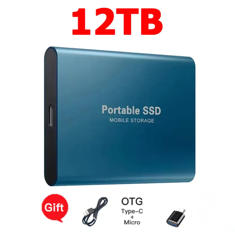High-speed SSD 1TB Portable External Hard Drive 2TB Solid State Drive 4TB Mass Hard Disk for Laptop Mac PC and Mobile Phone Data