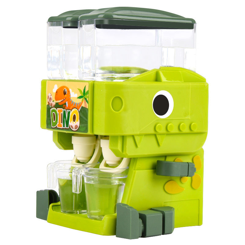 Children Dinosaur Dual Water Dispenser Toy with Cute Pink Blue Cold/Warm Water Juice Drinking Fountain Simulation Kitchen Toys