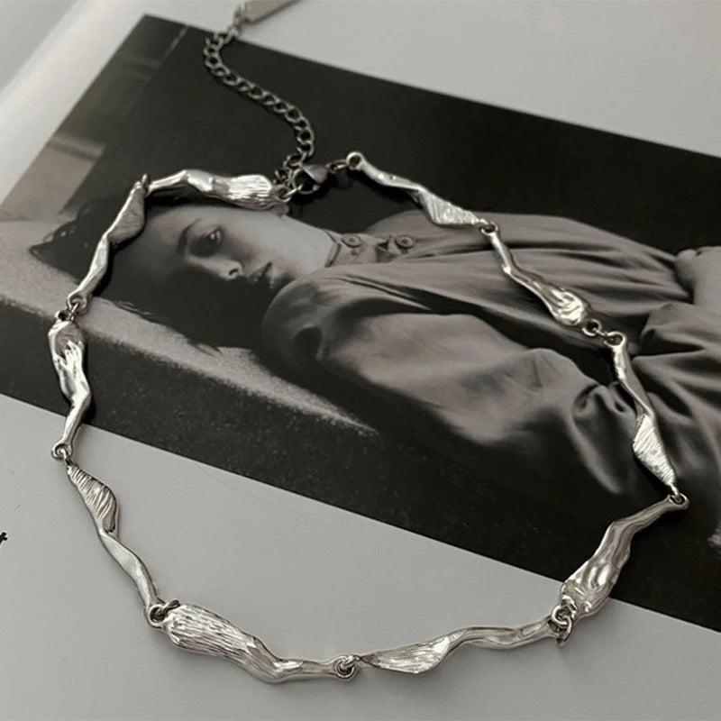 Korean Kpop Irregular Zircon Chain Necklace For Women Punk Grunge Geometric Short Choker Clavicle Chain Necklaces Egirl Jewelry