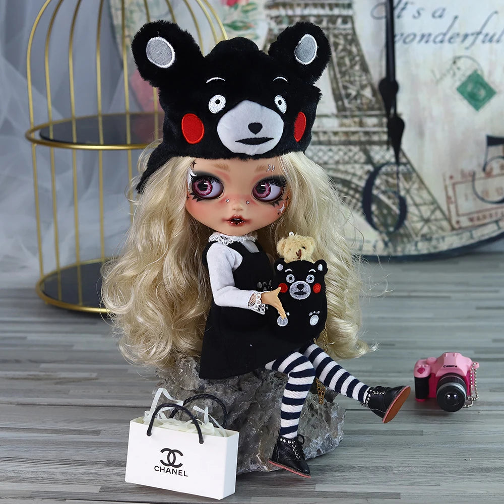 ICY DBS Blyth 1/6 Doll Hand Painted Set Tan Skin Long Eyelash Sleeping Doll Set SD