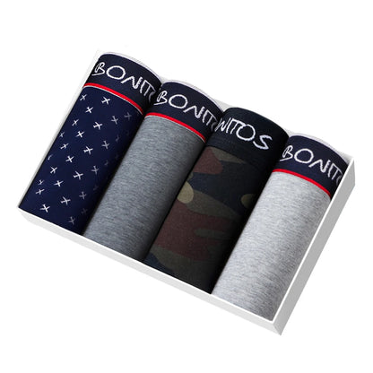 4pcs Cotton Boxers For Man Underwear Sexy Print Men's Panties Plus Size Brands Camouflage Mens Underpants Shorts