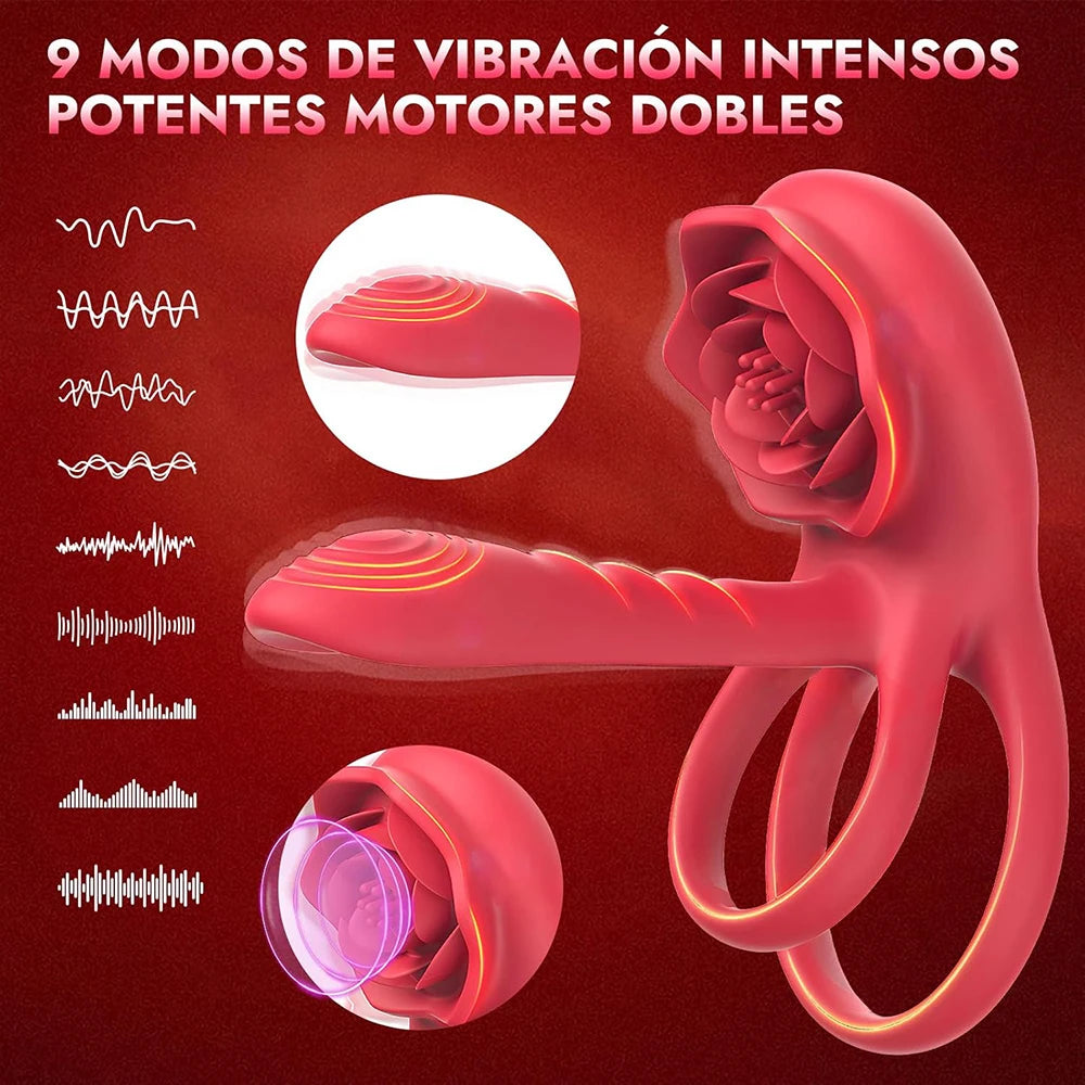 Vibrator for Couples, Vibrating Cock Ring with Testicles Clitoral Stimulator Remote Control Men's Penis Vibrators Adult Sex Toys