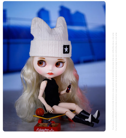 ICY DBS Blyth Doll Pleated Skirt Leather Jacket Hat Set Anime Girl jiontBody 1/6 BJD