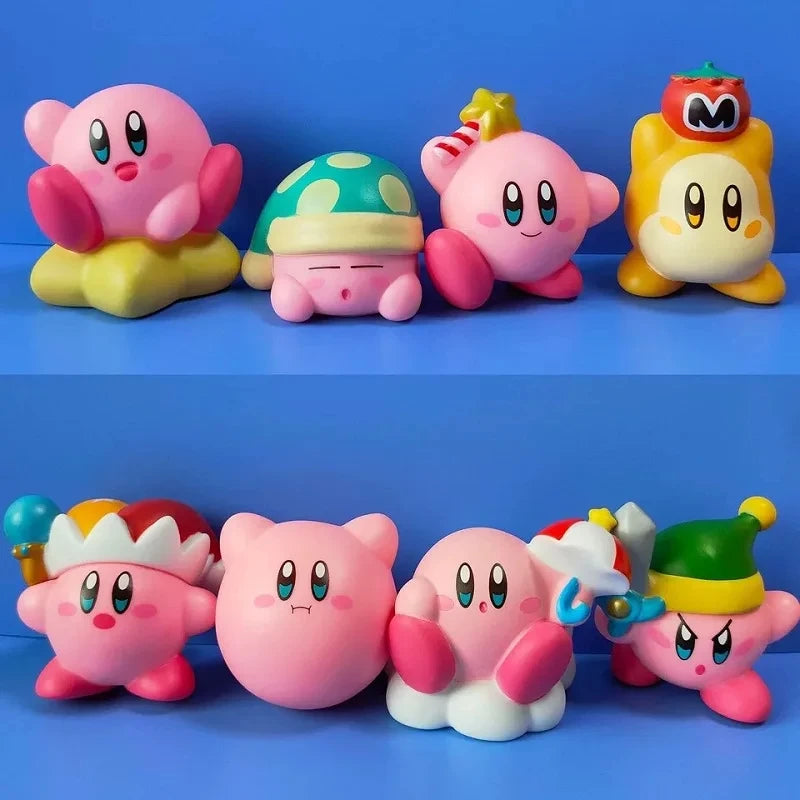 8Pcs/Set Games Star Kirby Anime Figure  Cute Cartoon Pink Kirby Mini Figure Decorative Collection Toy For Children's Gifts