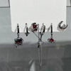 6Pcs Y2K Dark Red Zircon Star Moon Earring Set Gothic Black Butterfly Bow Tassel Earrings Set Kpop Heart Cross Star Earring Sets