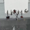 6Pcs Y2K Dark Red Zircon Star Moon Earring Set Gothic Black Butterfly Bow Tassel Earrings Set Kpop Heart Cross Star Earring Sets