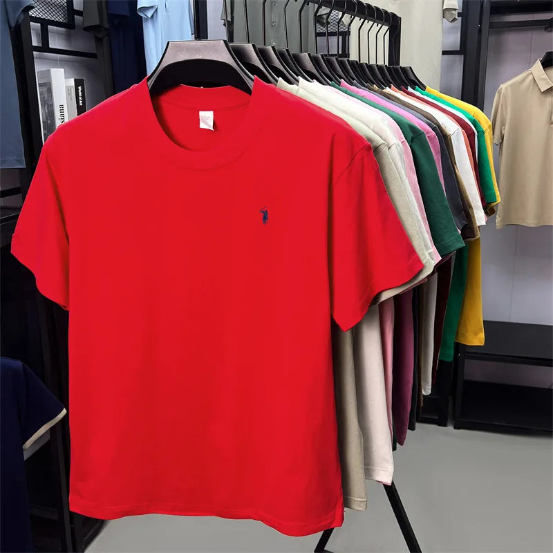 100% cotton breathable short sleeve T-shirt men's summer fashion luxury brand golf Paul embroidery loose casual round neck top