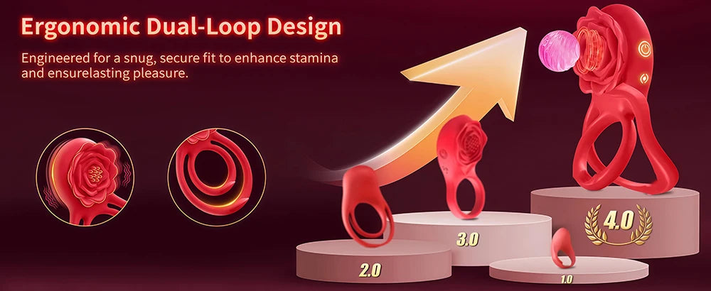 Penis Ring Vibrator 7 Modes Cockring Sexual Stimulation Long Lasting Stronger Male Rose Sex Toys for Couple Pleasure Adult Toys