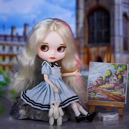 ICY DBS Blyth Doll Pleated Skirt Leather Jacket Hat Set Anime Girl jiontBody 1/6 BJD