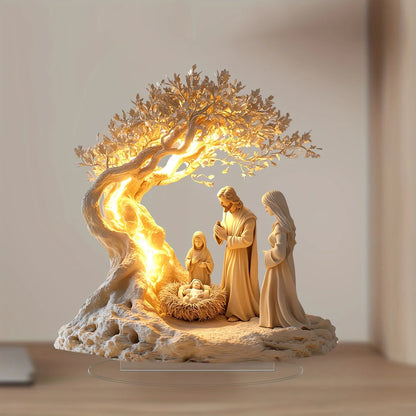 1PCS Nativity Desktop Decoration Statue Home Decoration Office Decora Art Theme Party Decora Christmas Decora Jesus Scene Decora
