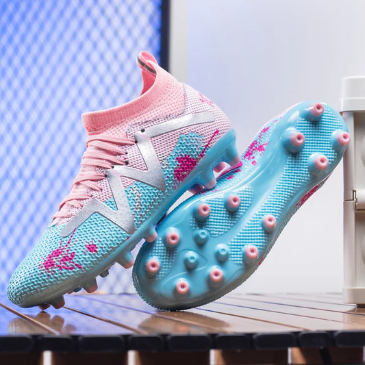 Super Light Adult AG FG Soccer Shoes PU Sweat-resistant Fabric Wearproof TPU Sole Snug Fit Unisex Natural Grass Practice Sneaker
