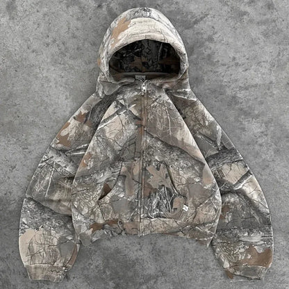 Men's Y2K Camouflage Zip-Up Hoodie