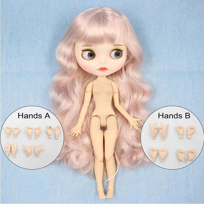 ICY DBS Blyth doll 1/6 bjd joint body dark skin shiny face blue hair white skin matte face Multi-colored hair 30CM toy anime