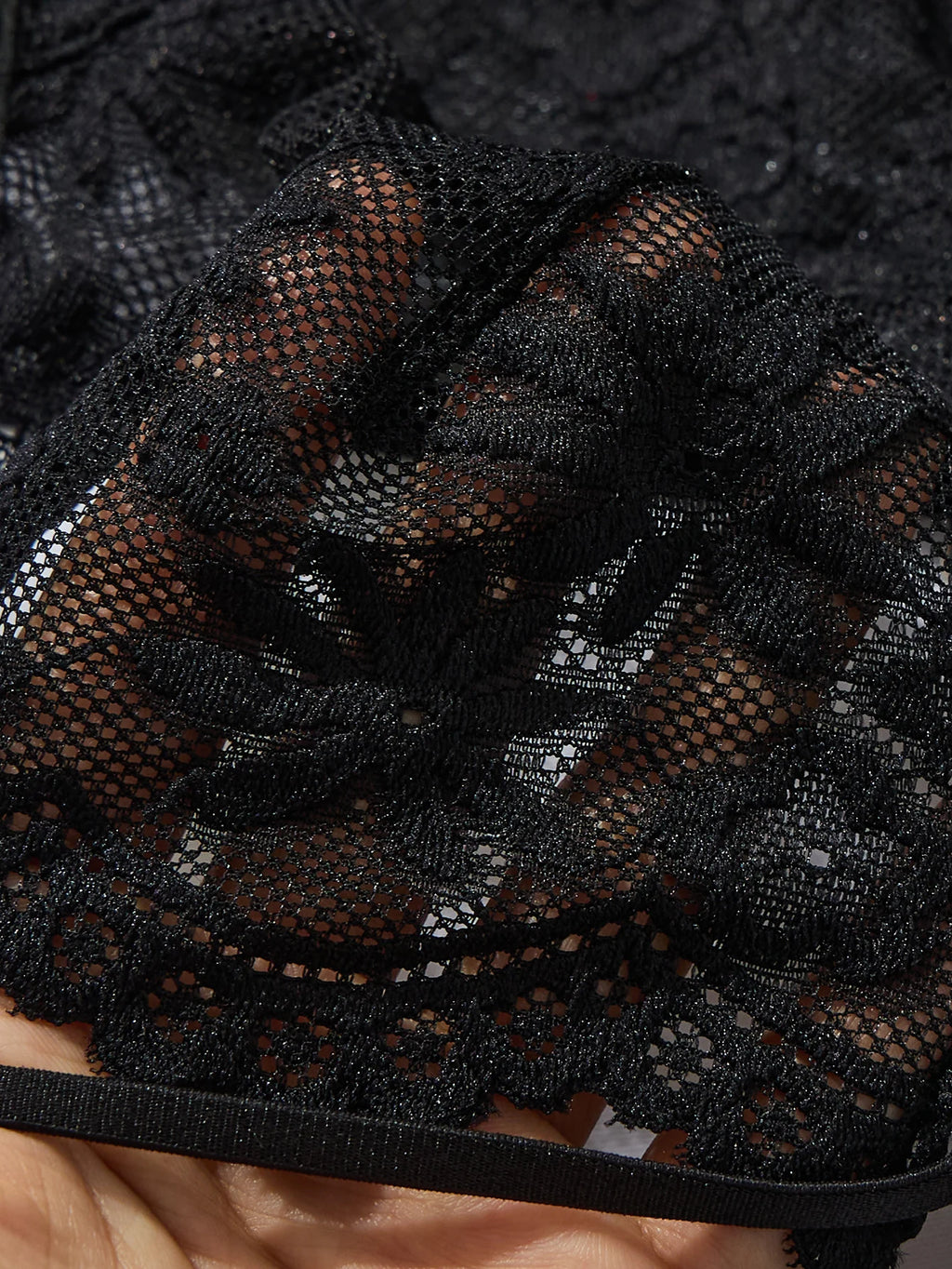 Black Daisy Floral Lace Nightgown Set