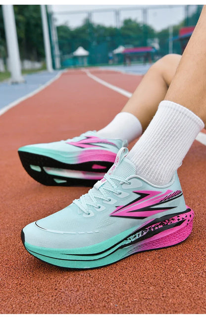 Men's Running Shoes Jogging Cushioning Mesh Outdoor Couple Trainer Race Breathable Sneakers Non-Slip Carbon Board Off-road Shoes