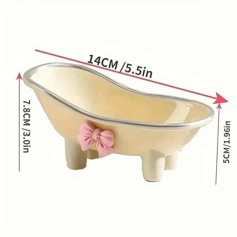 1Pc Cute Plastic Bathroom Soap Dish - Bowknot Design Soap Holder with Creative Drainage - Bathroom Accessories Tray