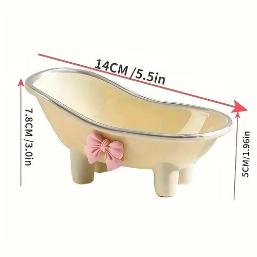 1Pc Cute Plastic Bathroom Soap Dish - Bowknot Design Soap Holder with Creative Drainage - Bathroom Accessories Tray