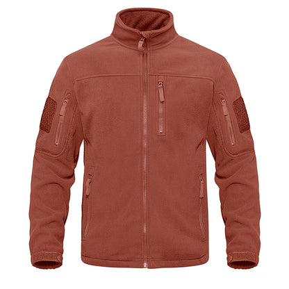 TACVASEN Full Zip Up Green Fleece Jacket Thermal Warm Work Coats Mens Zipper Pockets Jacket Hiking Training Outwear Windbreaker