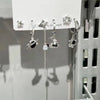 6Pcs Y2K Dark Red Zircon Star Moon Earring Set Gothic Black Butterfly Bow Tassel Earrings Set Kpop Heart Cross Star Earring Sets
