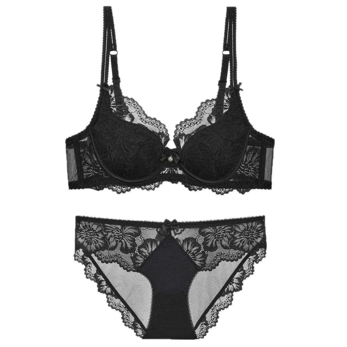 Women's Embroidered Lace Bra Set