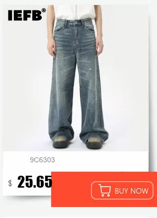 IEFB Straight Male Jeans Vintage Men's Denim Pants Tie-dyed Design Wide Leg Trousers Spring New Stylish Men Clothing 9C4276