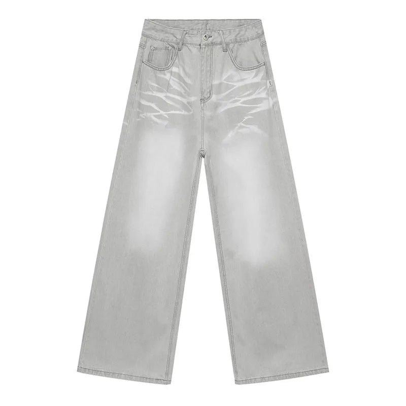 IEFB Straight Male Jeans Vintage Men's Denim Pants Tie-dyed Design Wide Leg Trousers Spring New Stylish Men Clothing 9C4276