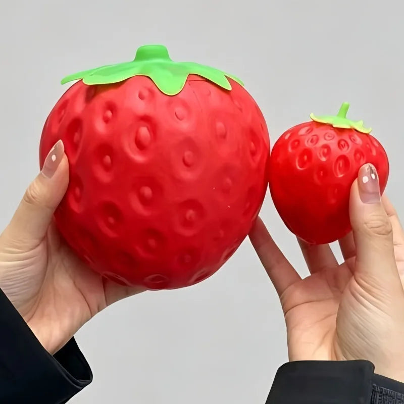 Jumbo Strawberry Fruit Squishy Toy Slow Rising Stretchable Venting Ball Squeeze Anti-Anxiety Sensory Fidget Toy for Adults Gifts