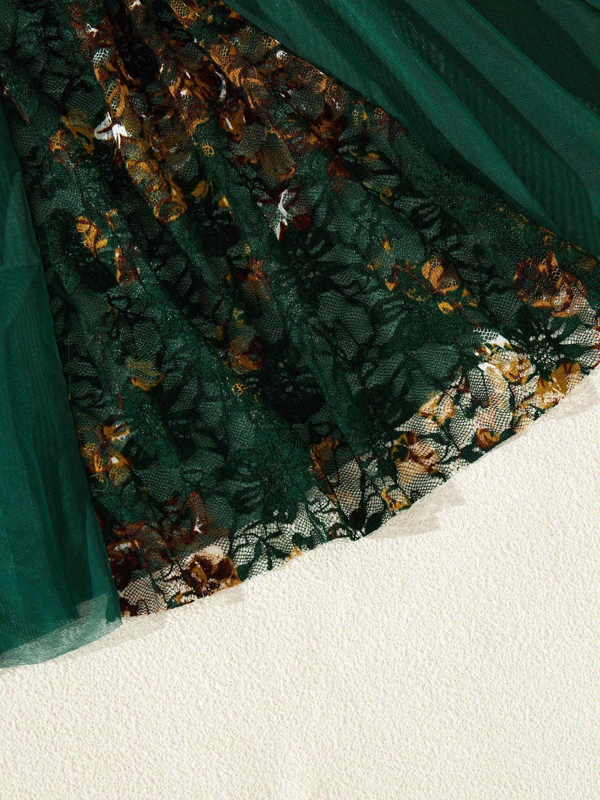 Green Floral Mesh Nightgown