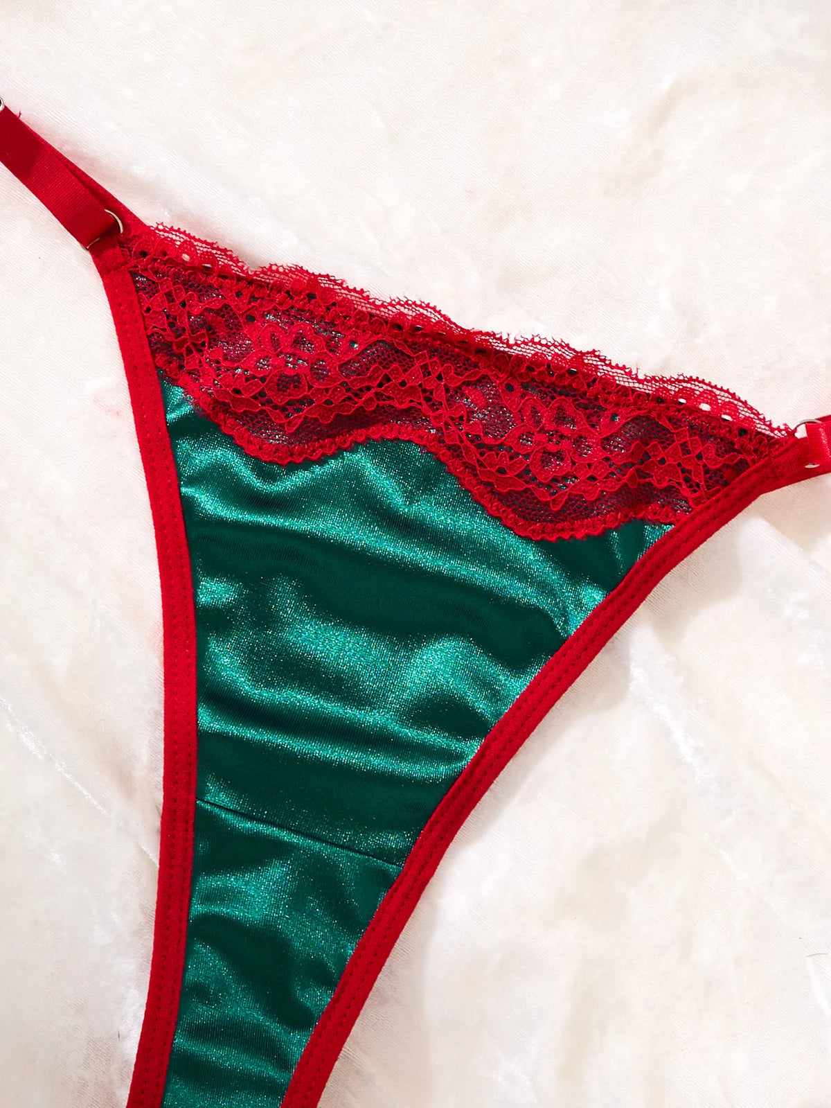 Green & Red Christmas Bra & Thong Set