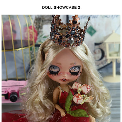 ICY DBS Blyth 1/6 Doll Hand Painted Set Tan Skin Long Eyelash Sleeping Doll Set SD
