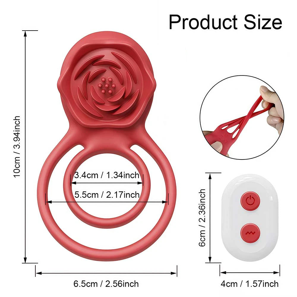 Penis Ring Vibrator 7 Modes Cockring Sexual Stimulation Long Lasting Stronger Male Rose Sex Toys for Couple Pleasure Adult Toys