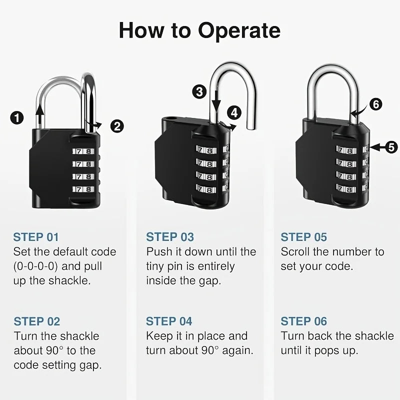 A 4-Digit Combination Lock Designed for Securing Outdoor Items Such As Gym Lockers,Toolboxes,Gates, Fences, Storage Units