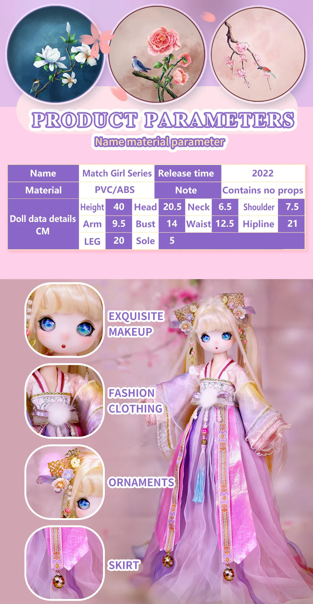 ICY DBS 1/4 BJD Dream Fairy Doll ANIME TOY Mechanical Joint Body Collection Doll  Official Makeup 40cm SD