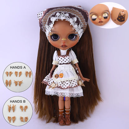 ICY DBS Blyth 1/6 Doll Hand drawn Set Black Skin Long Eyelash Sleeping Eye Special Eye