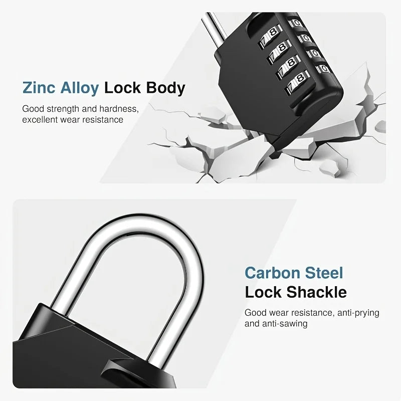 A 4-Digit Combination Lock Designed for Securing Outdoor Items Such As Gym Lockers,Toolboxes,Gates, Fences, Storage Units