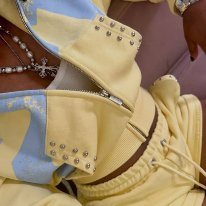 Women's Yellow Mellow Hoodie & Shorts Set
