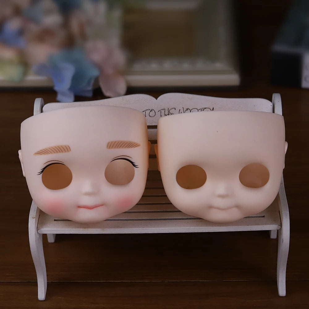 Blyth 1/6 doll hand drawn makeup face shell Blank Makeup DIY frosted face handmade