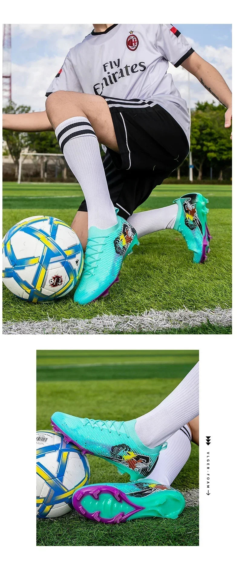 New Men Football Boots Match Ultralight Soccer FG Long Spikes Cleats Training Shoes Soccer Shoes Non-Slip Outdoor Drop Shipping