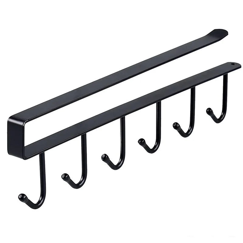 Wall-mounted Hat Storage Rack Iron Storage Hanger with 6 Hooks Portable Multi-functional Wardrobe Storage Hanger Door Hat Holder