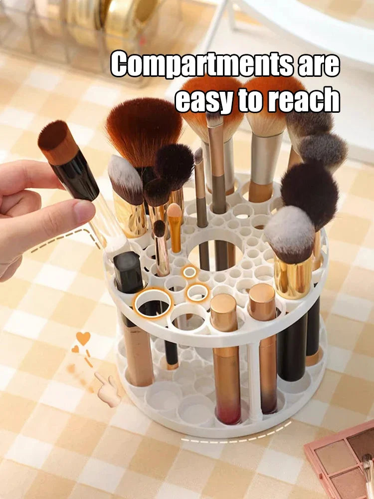 Stay Organized! Rotating Makeup Brush Holder with 45 Holes - Keeps All Your Brushes in Sight & Reach