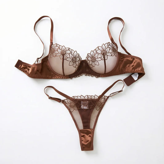 Floral Embroidered Bra & Panty Set